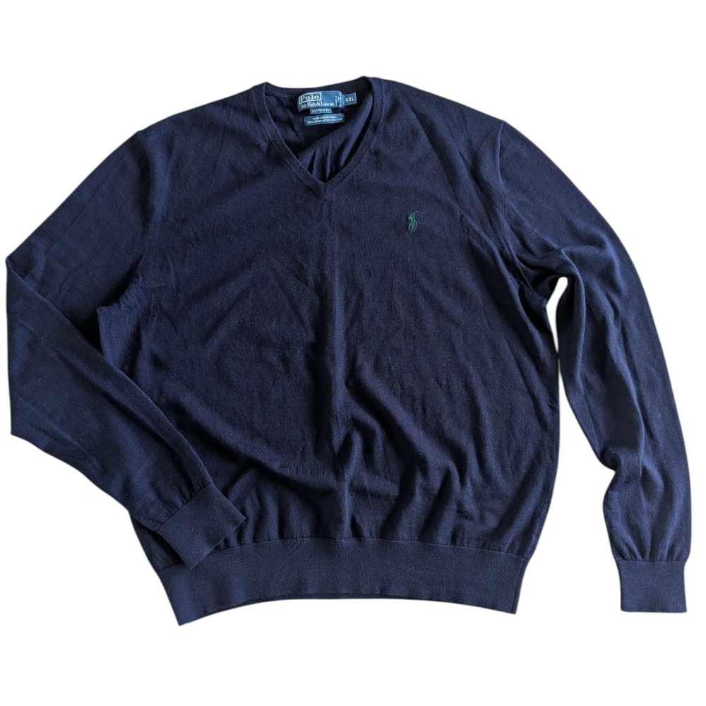Polo by Ralph Lauren merino wool navy sweater custom fit